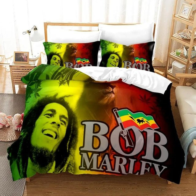 Bob Marley Bettwäsche Set mit Motiv Musiklegende Jamaika, 2-teilig, Mehrfarbig, Breite: 70 cm, Länge: 133 cm - Bild 1