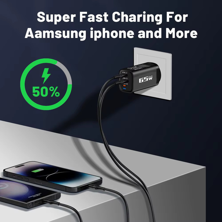 GUSEYEE 85 W GaN USB Typ C Ladegerät mit PD und QC3.0 Schnellladung für iPhone, MacBook, iPad und Samsung - Bild 2
