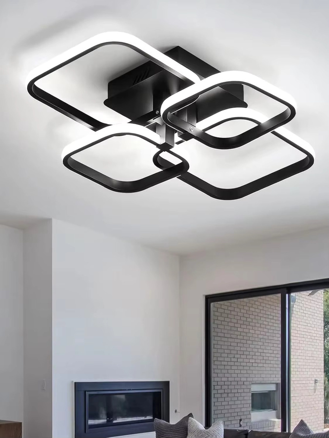 Moderne quadratische LED-Deckenleuchte in Weiß mit 60W für Schlafzimmer, Esszimmer und Küche, Kaltweißes Licht - Bild 1