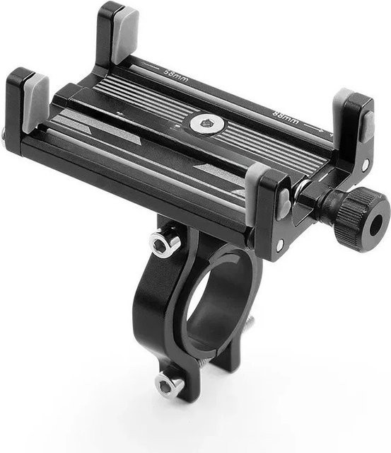 Verstellbare Fahrrad-Telefonhalterung aus Aluminium in Schwarz oder Silber - Bild 1