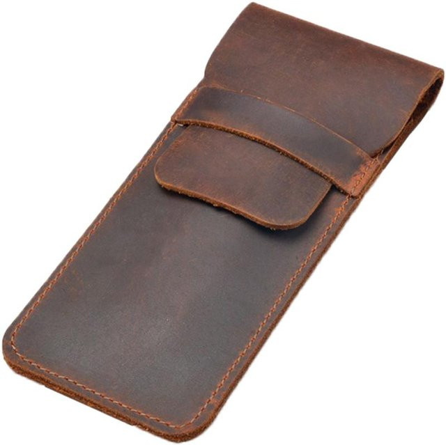 Handgefertigtes Leder-Etui für Füllfederhalter und Kugelschreiber in Braun - Bild 1