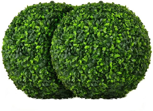 Costway 2er Set Buchsbaumkugel Dunkelgrün, künstliche Topfpflanze für Garten und Hochzeit, Durchmesser: 40 cm - Bild 1