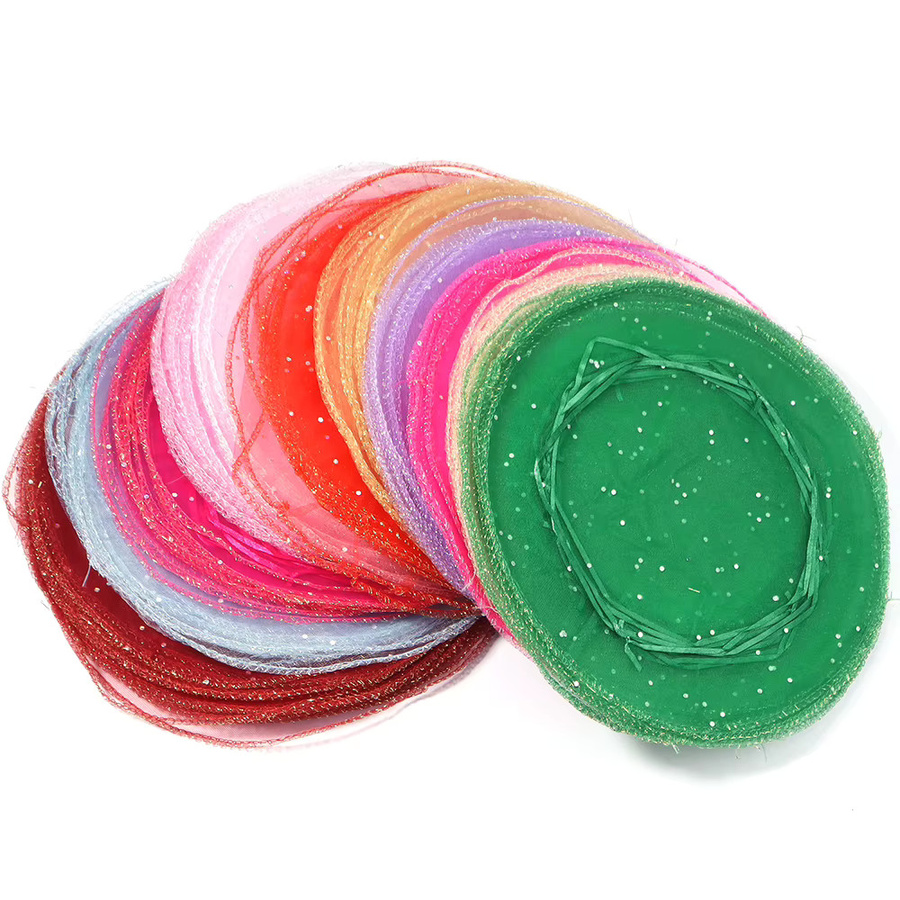 10 Stück Louleur Organza-Beutel mit Kordelzug, runde transparente Geschenktüten in Bunt, Durchmesser: 26 cm - Bild 4
