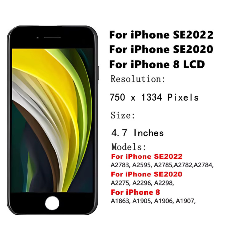 AAA INCELL LCD Display Touch Digitizer Ersatz für Apple iPhone SE 2020 2nd Gen, SE 2022 3rd Gen und iPhone 8 - Bild 2