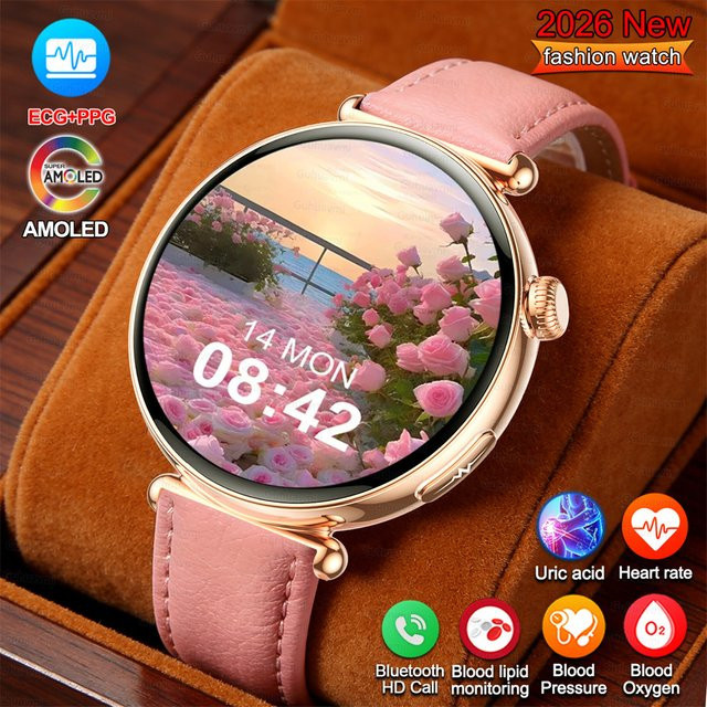 MAVHX Damen Smartwatch in Pink mit AMOLED-Bildschirm, Anruffunktion, EKG und Blutdruckmessung - Bild 1