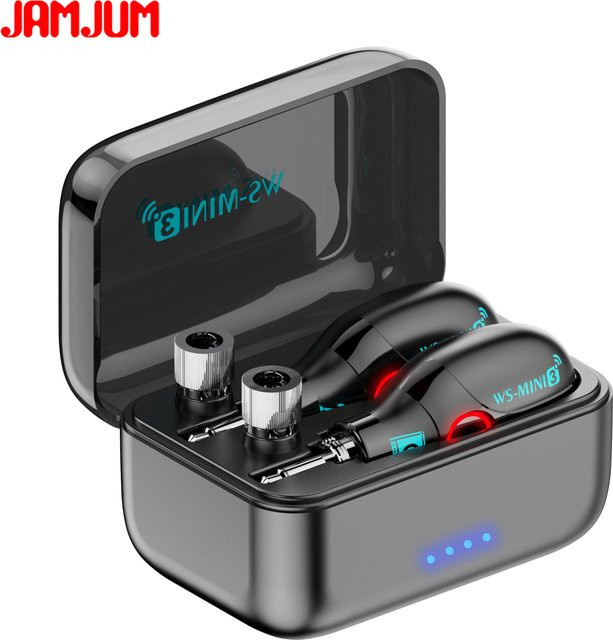 JAMJUM Super Mini 2.4 Kabelloser Audio-Sender und -Empfänger mit Magnetischem Ladegehäuse und 3,5 mm Jack in Schwarz - Bild 1