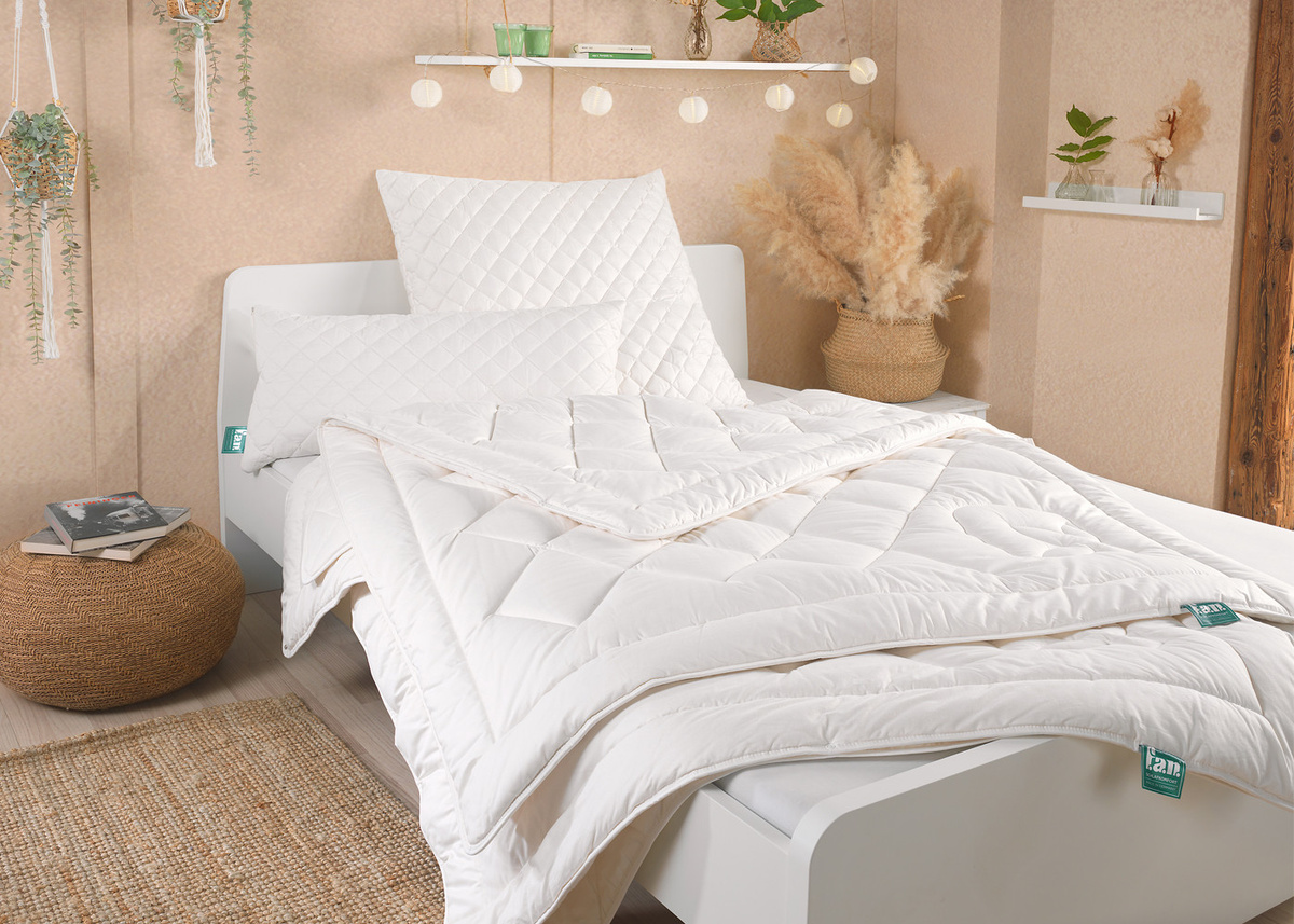 f.a.n. Frankenstolz Bettdecke Leicht-Steppbett aus Baumwolle Sommer Weiß B/H: 135 x 200 cm - Bild 1