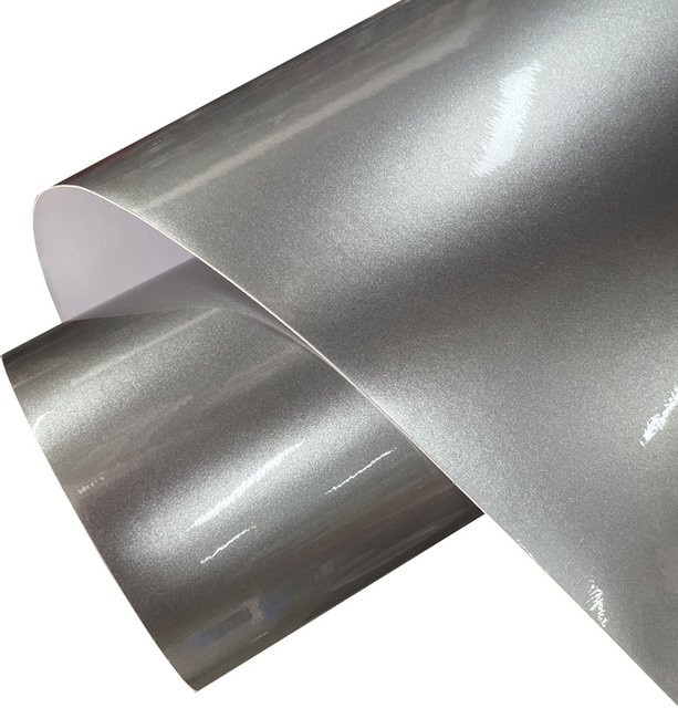 KDSTECK Vinylfolienrolle Silber Metallisch mit Luftverschluss für Kfz-Folie und Autoverpackung, Breite: 152 cm - Bild 1