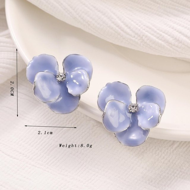 Ohrstecker Blumen Emaille, Strasssteine, Kristall, Damen, gray - Bild 1