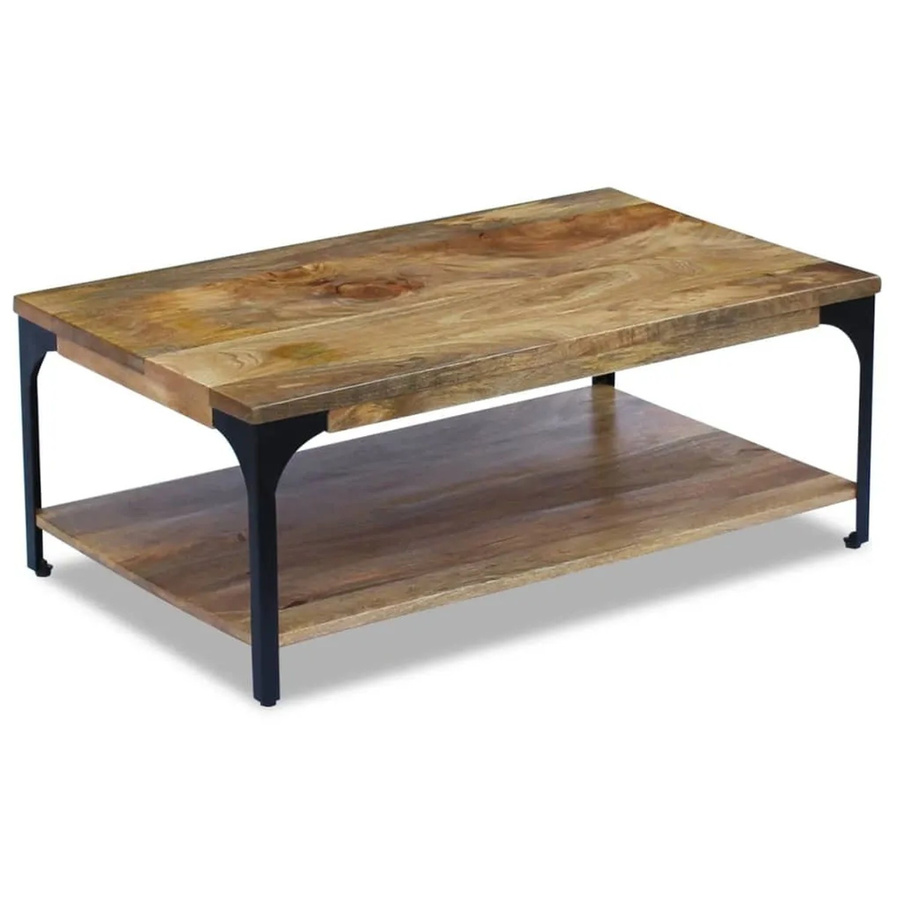 vidaXL Couchtisch aus Mangoholz in Braun mit massivem Stahlrahmen, B/T/H: 100 x 60 x 38 cm - Bild 2