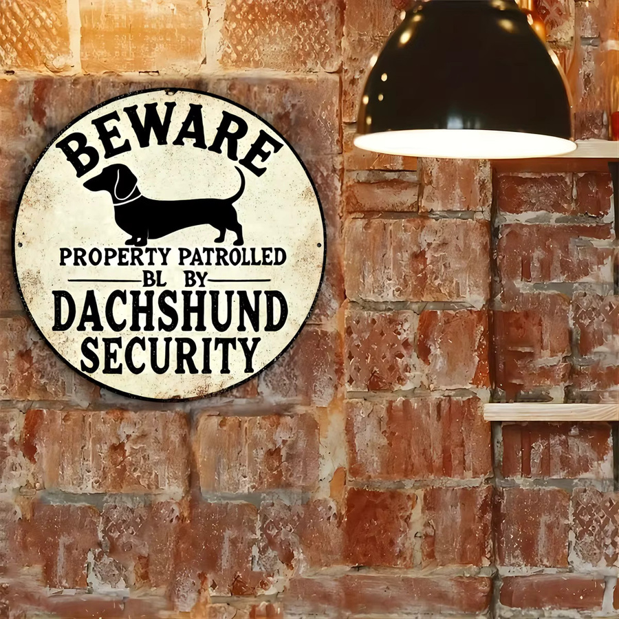 Sicherheitsschild Potdemiel Dackel Property Patrol aus Metall in Weiß, rund, Durchmesser: 20 cm - Bild 4