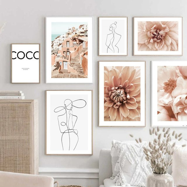 Potdemiel Leinwandbild mit abstrakten Naturmotiven und Blumen in Mehrfarbig für dein modernes Wohnzimmer - Bild 1