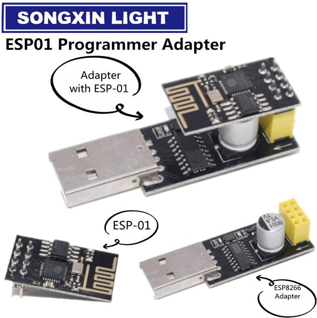 ESP-01 Programmierer Adapter mit CH340G USB zu ESP8266 UART Seriell Modul in Schwarz - Bild 1