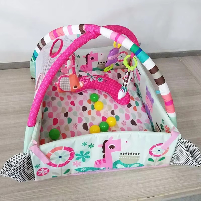 Multifunktionale Baby Fitness Decke mit Krabbelrahmen und pädagogischem Spielzeug in Pink und Multicolour von Vzsqyau - Bild 2