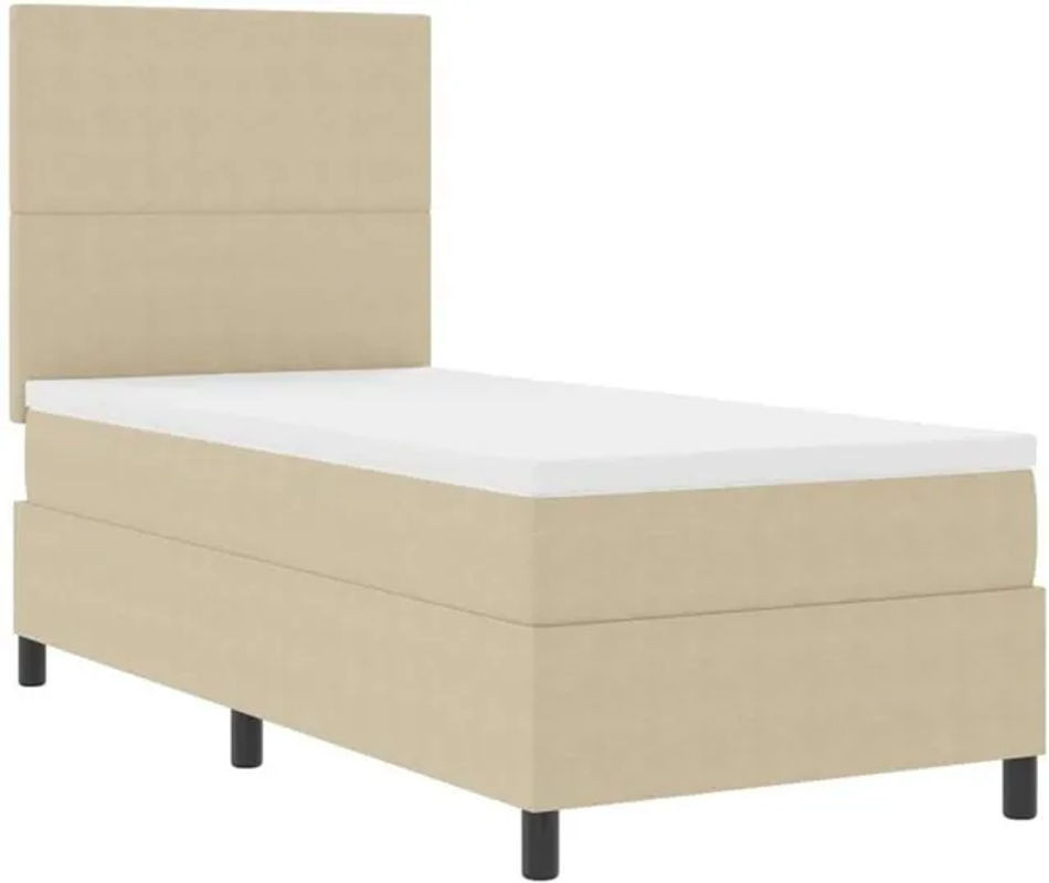 vidaXL Boxspringbett aus Cordstoff in Grau und Weiß, Modernes Design, B/T/H: 200 x 80 x 128 cm - Bild 1