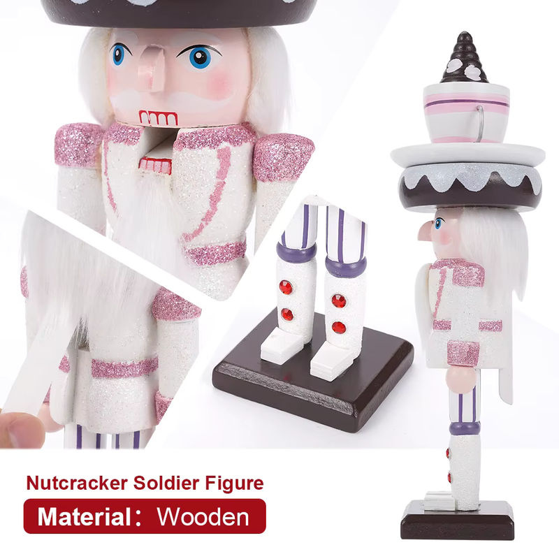 Klassischer Nussknacker Soldat aus Holz als Weihnachtsdekoration und Desktop-Ornament in Weiß und Mehrfarbig - Bild 2