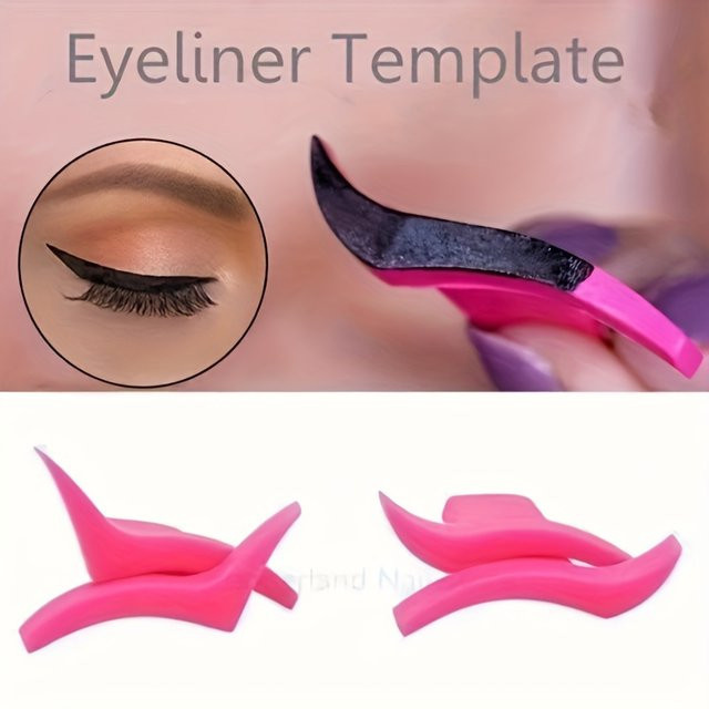 Define Beauty Eyeliner-Schablonen-Set, 2-teilig, Pink, Katzenauge und geflügelte Liner-Vorlagen - Bild 1