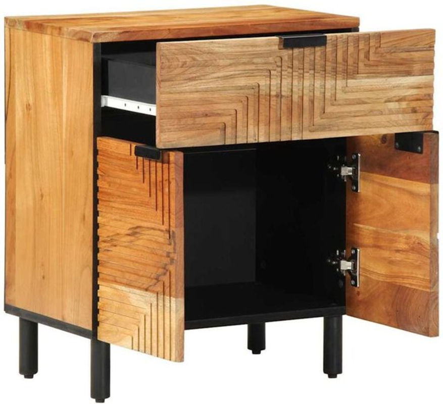 Nachttisch aus Massivholz Akazie von vidaXL in Braun, Modernes Design im Landhaus- und Industrial-Stil, B/T/H: 50 x 33 x 60 cm - Bild 1