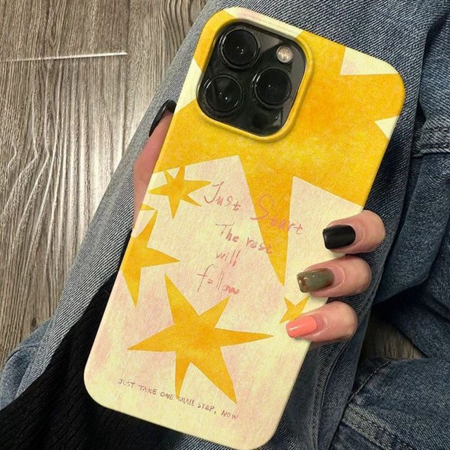 TROPLET Handyhülle mit gelbem Aquarell-Stern-Design für iPhone 11 bis iPhone 17 Pro Max Air Plus - Bild 1