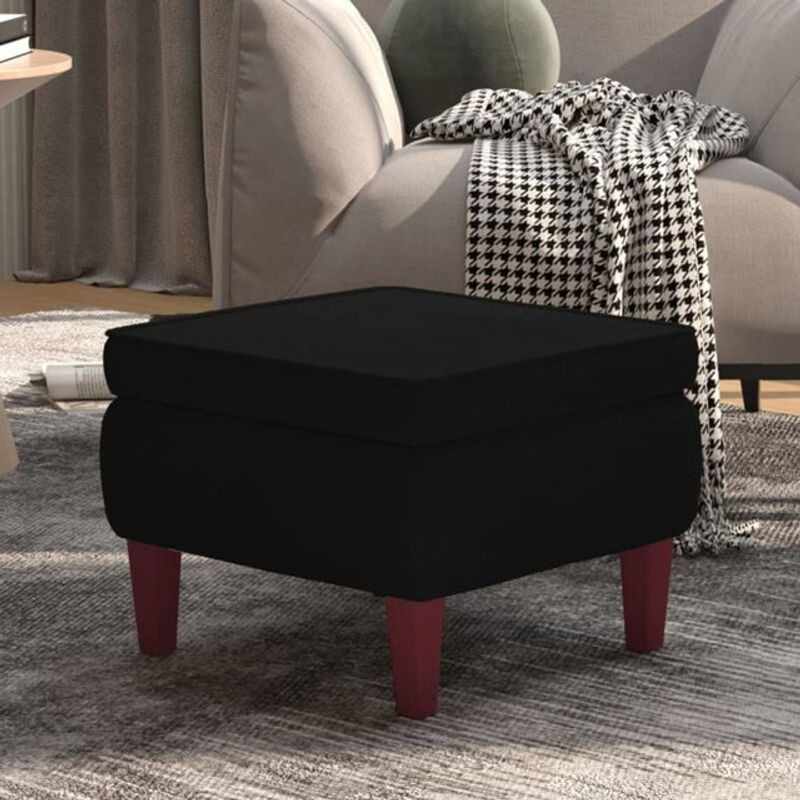 Vidaxl Polsterhocker Modern aus Samt mit Holzbeinen in Schwarz - Bild 1