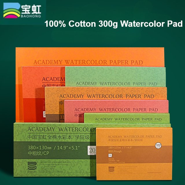 Baohong Academy Aquarellblock mit 20 säurefreien Blättern aus 300 g Papier für Nass- und Trockenmedien - Bild 1