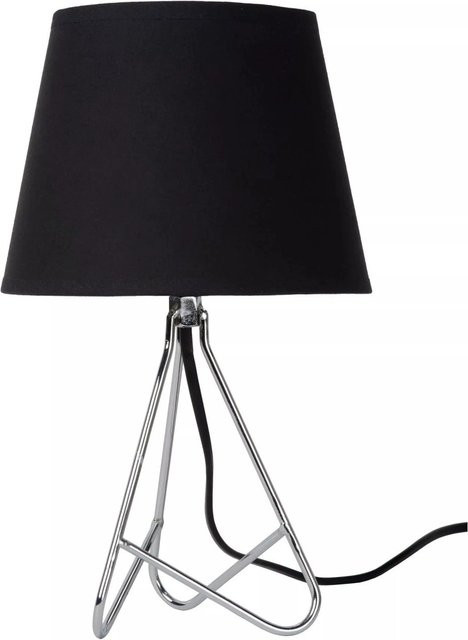 Licht-Erlebnisse Tischlampe in Schwarz und Chrom aus Metall und Stoff für E14, Höhe: 30 cm - Bild 1