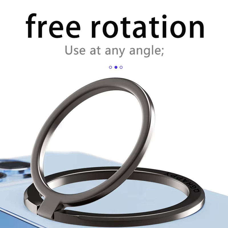 QGhappy Magnetischer Handyhalter für MagSafe – Faltbarer Metall-Fingerring-Halter in Schwarz für iPhone 17, 16 Pro und Samsung - Bild 5