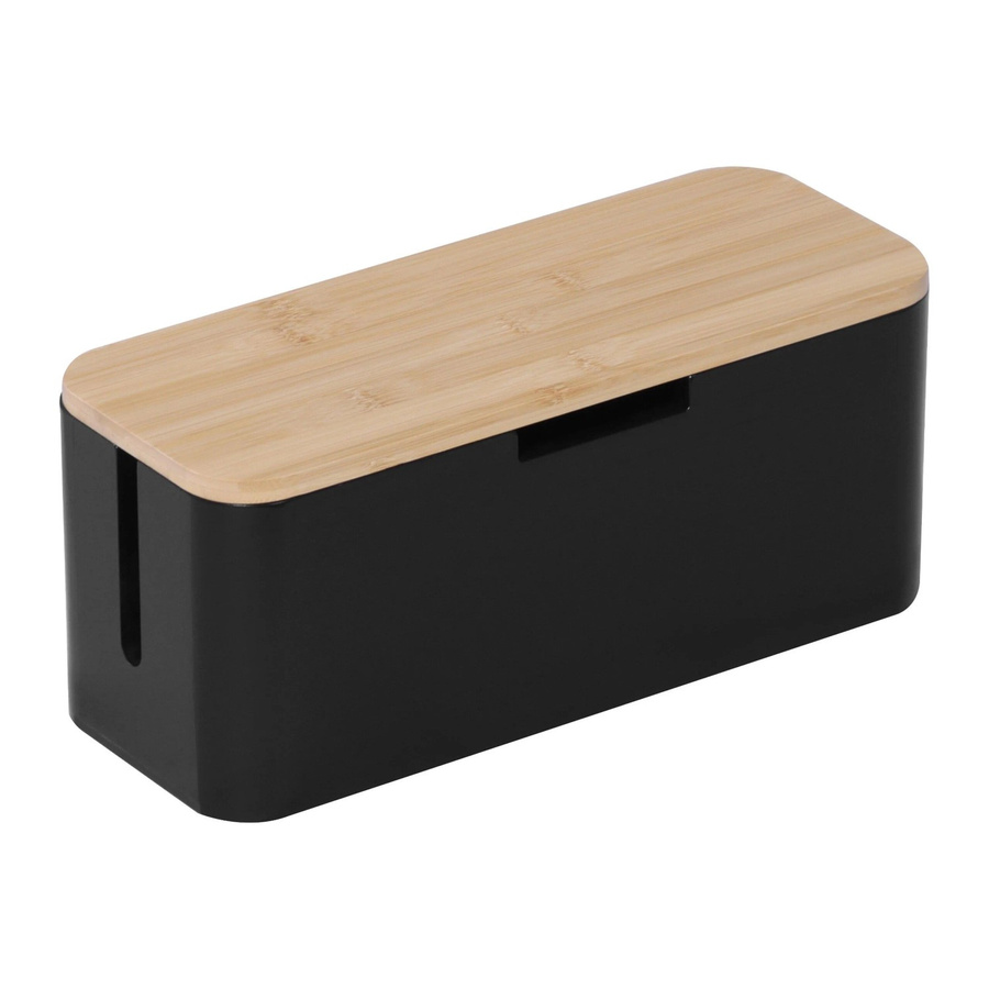 Relaxdays Kabelbox aus Bambus mit Magnetverschluss in Schwarz, B/T/H: 34 x 14,5 x 11 cm - Bild 2
