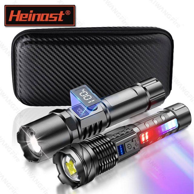 Heinast Hochleistungs-LED-Taschenlampe mit Teleskop-Zoom und wiederaufladbarem Akku für Outdoor-Camping und Wandern - Bild 1