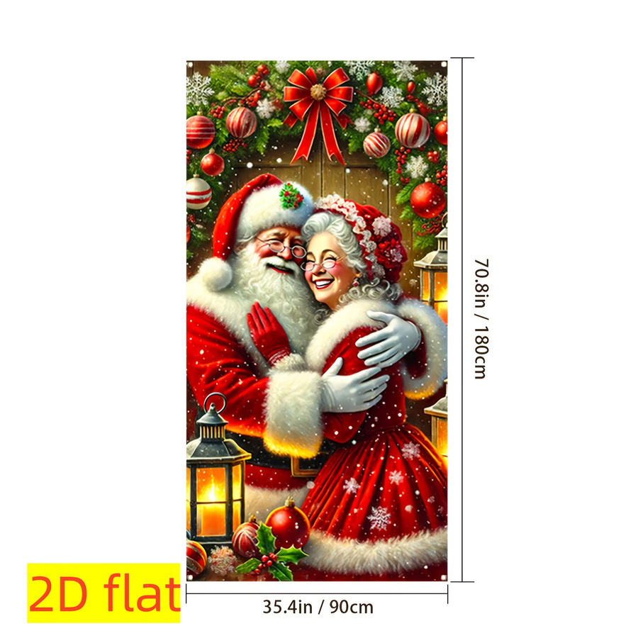 Weihnachtsvorhang mit Weihnachtsmann und Frau in Mehrfarbig als Stoffpanel - Bild 4