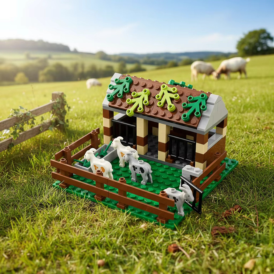 likaka MOC Schafstall, Bausteine Spielset, Bauernhof, Tiere - Bild 2