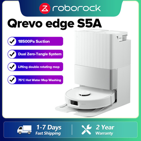 Roborock Qrevo Edge S5A Saugroboter mit 17000 Pa Saugleistung, Duales Anti-Tangle-System und 75°C Heißwasser-Wischfunktion