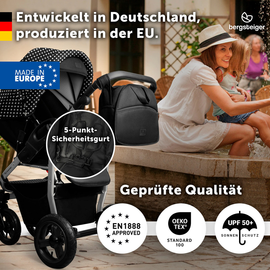 Bergsteiger Kinderwagen Capri 3in1 Kombikinderwagen mit Babyschale in Schwarz - Bild 2
