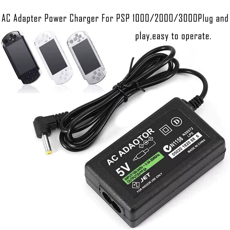 Sony AC-Ladegerät Adapter für PSP 1000 2000 3000 Serie, Netzteil Ladekabel in Schwarz, kompatibel mit PlayStation - Bild 5