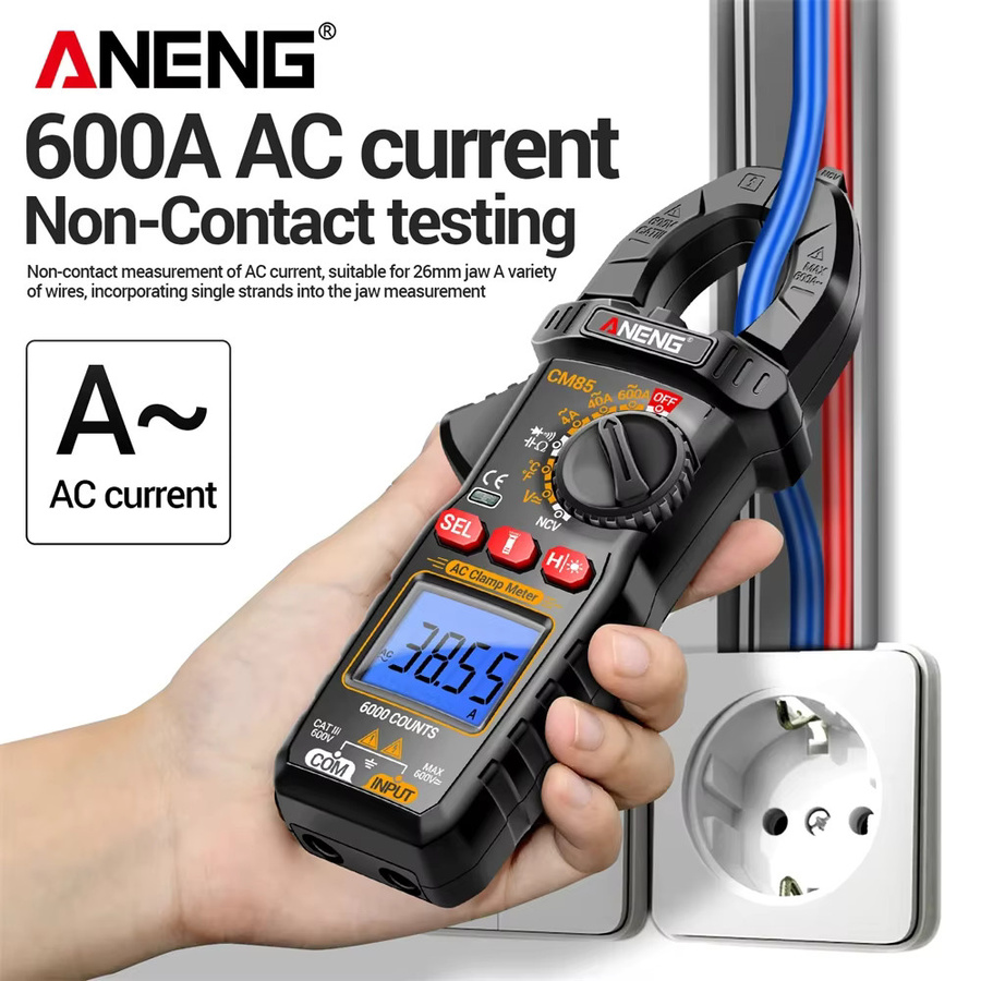 ANEGN 600A AC Stromzangenmessgerät Multimeter Set CM85+VD802 mit Induktionsstift in Schwarz - Bild 6