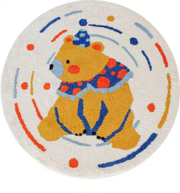 VIKAMA Runder Teppich mit Kinder-Motiv für Wohnzimmer und Schlafzimmer, Mehrfarbig, Durchmesser: 60 cm - Bild 1
