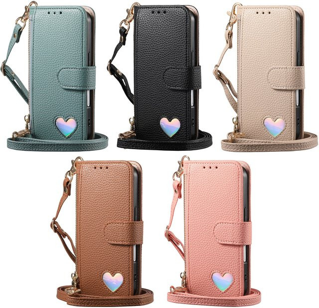 Samsung Crossbody Handgelenk-Tasche aus PU-Leder mit Reißverschluss und Kartenfächern für Galaxy S25 Plus, S24 FE, S23 Ultra und S22 in Schwarz - Bild 1