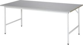 Rau Arbeitstisch Jerry höhenverstellbar mit Edelstahlbelag, silber/lichtgrau, B/T/H: 200 x 100 x 80-85 cm - Bild 1