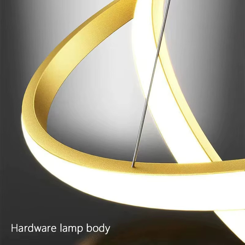 Moderne LED Anhängerleuchte SUNMEIYI in Gold/Messing aus Aluminium mit Ring-Design für Wohnzimmer, Esszimmer und Schlafzimmer, warmweißes Licht - Bild 3