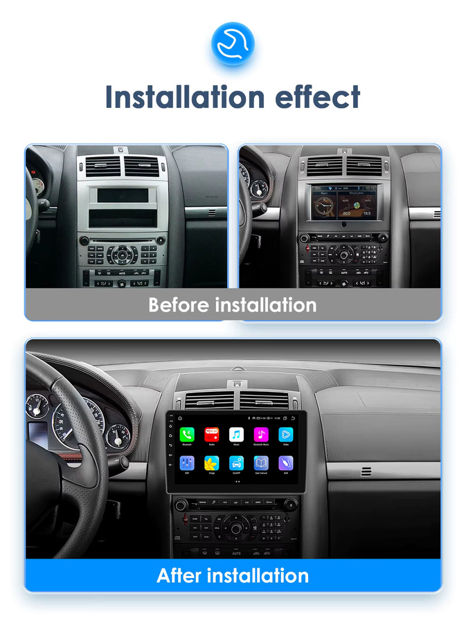 OSSURET 2DIN Multimedia Autoradio mit CarPlay und Android Auto sowie GPS für Peugeot 407 CC SW 2004-2011 in Schwarz - Bild 2