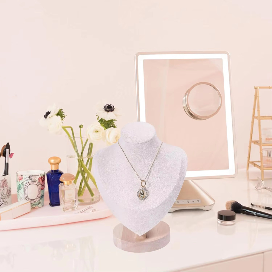 Holz-Halsketten-Präsentationsständer in Weiß für Schmuck, Anhänger und Brusthalter zur Präsentation von Schmuck im Geschäft oder zu Hause - Bild 1