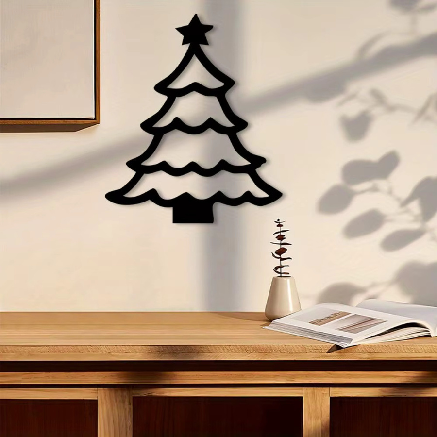 CIFBUY Wandskulptur aus Metall in Sternform, Vintage Weihnachtsbaum-Wanddekoration in Schwarz - Bild 4