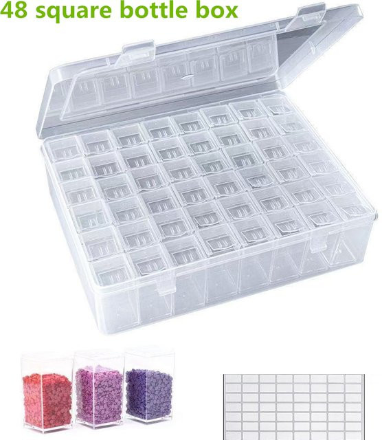 Transparente Aufbewahrungsbox aus Kunststoff für Diamant-Malerei und Bastelzubehör, B/T/H: 22,5 x 6,0 x 22,5 cm - Bild 1