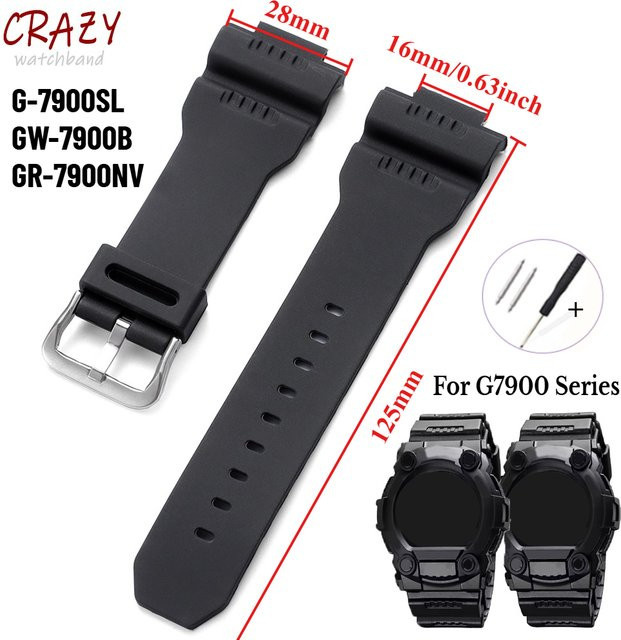 Casio Uhrenarmband Silikon, Schwarz, 16*28mm - Bild 1