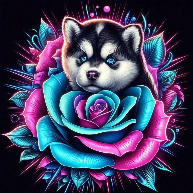 EverShine DIY 5D Diamant-Stickerei Set mit Hund und Rosen in Multicolour für die Wandgestaltung - Bild 1