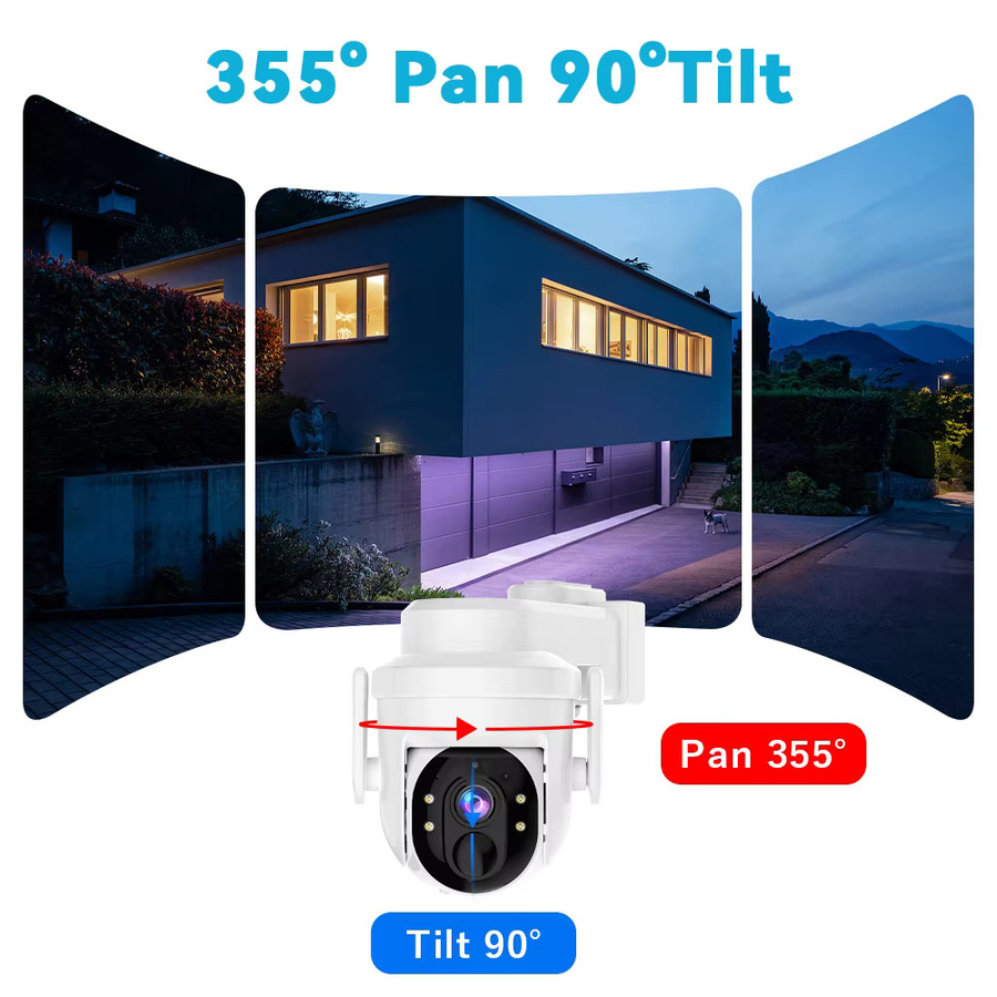 Woolink 3MP Outdoor Solar WLAN IP-Kamera PTZ Heimsicherheitskamera CCTV mit Nachtsicht und Bewegungserkennung in Weiß - Bild 4