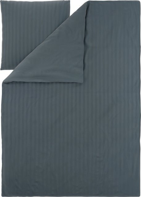 LIVARNO Mako-Satin Bettwäsche Set Blau mit Bettbezug und Kissenbezug aus Baumwolle und Viskose, B/H: 135 x 200 cm, Kissenbezug: 80 x 80 cm - Bild 1
