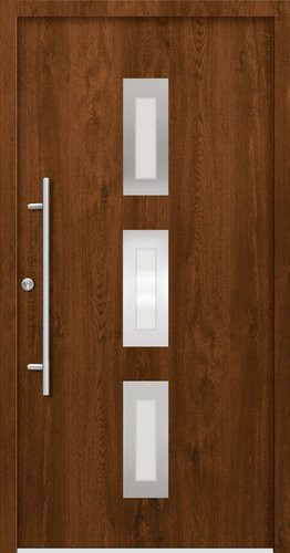 Splendoor Haustür PULA Prime aus Aluminium in Nussbaum Braun mit Glaseinsatz, B: 110 cm, H: 210 cm, T: 7 cm - Bild 1