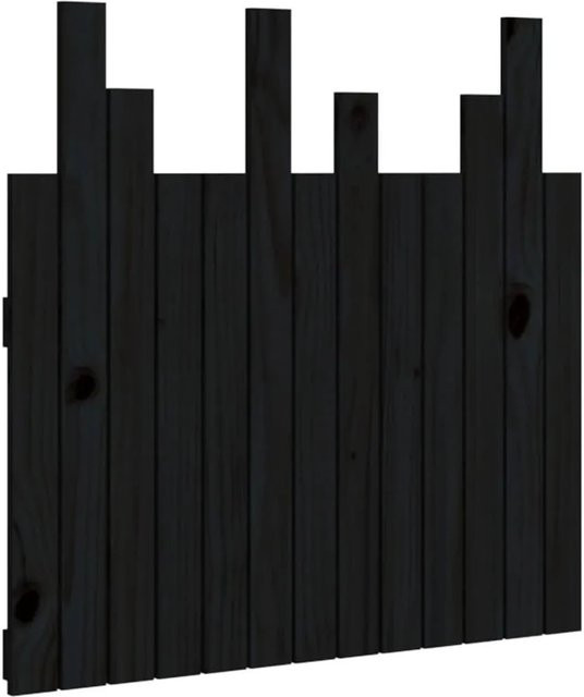 vidaXL Wand-Kopfteil aus massivem Kiefernholz in Schwarz, rustikales Design, B/H/T: 82,5 x 80 x 3 cm - Bild 1