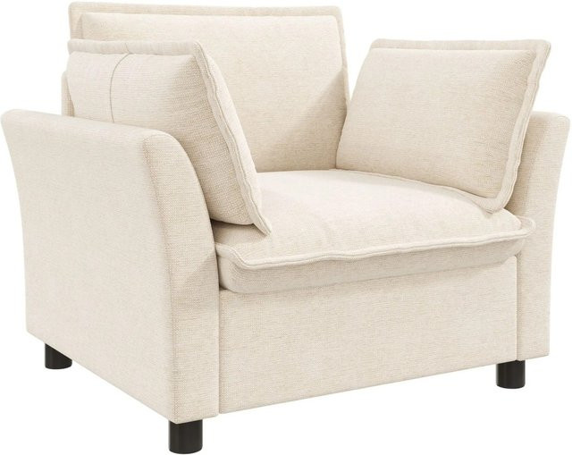 Merax Relaxsessel Chenille mit Armlehnen in Beige - Bild 1
